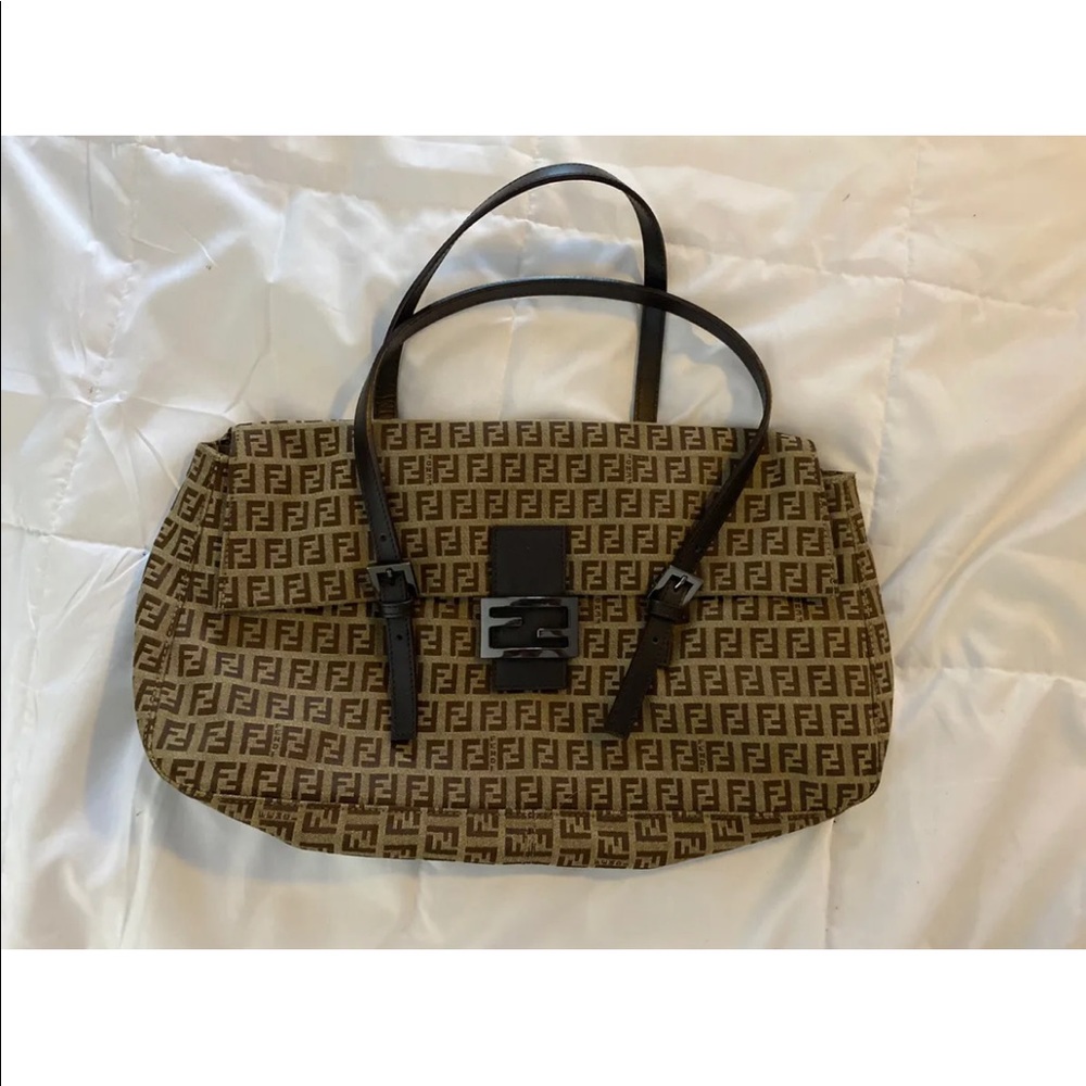 Fendi Vintage Zucca Canvas Shoulder Bag - Good Condition